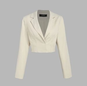 Solid V-neck Collar Corset Crop Blazer
